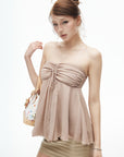 IAMXIAA Haut tube babydoll froncé en mousseline