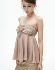 IAMXIAA Haut tube babydoll froncé en mousseline