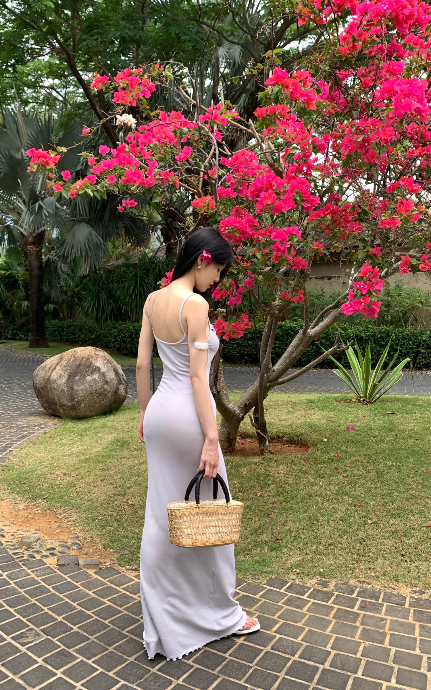 Hydrae Ruffle Trim Side-Cut Bodycon Maxi Dress