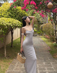 Hydrae Ruffle Trim Side-Cut Bodycon Maxi Dress