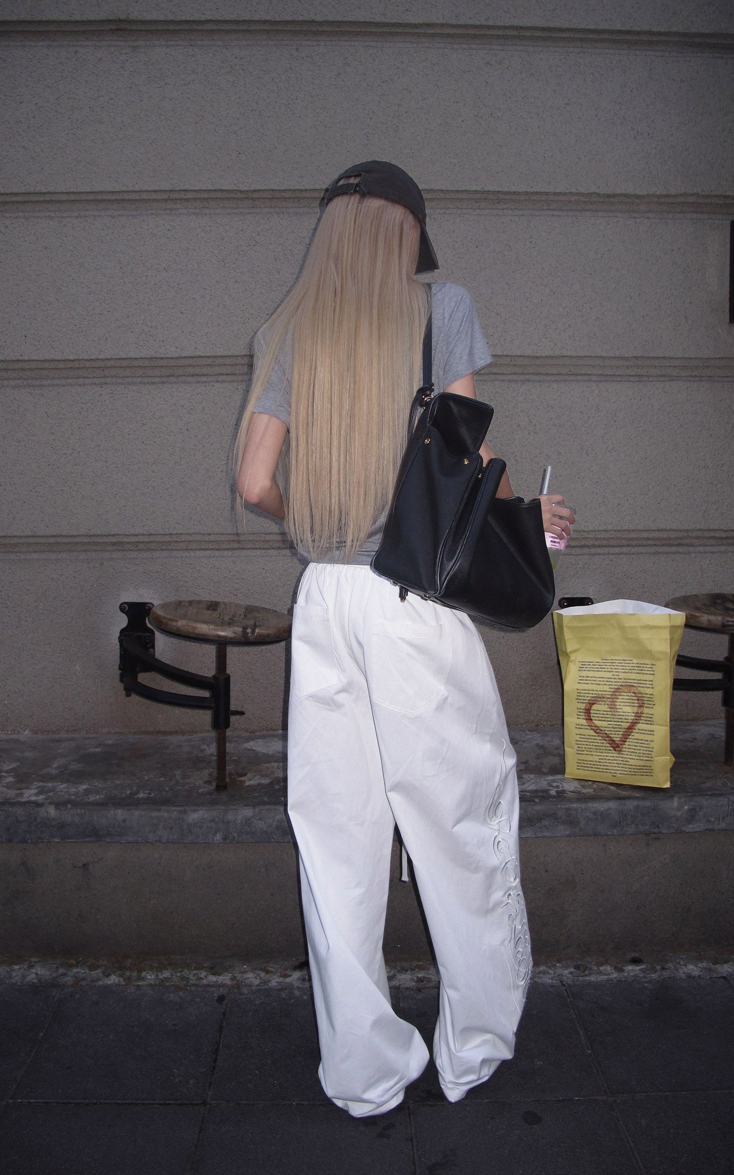 Rase le sol Embroidered Wide-Leg Drawstring Pants