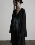 DOINDULGE Asymmetric V-Neck Printed Shirt