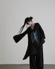 DOINDULGE Asymmetric V-Neck Printed Shirt