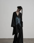 DOINDULGE Asymmetric V-Neck Printed Shirt