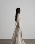 DOINDULGE Ruined Gauze Draped Maxi Dress Raw Edge Smocked Waist Ritual Dress