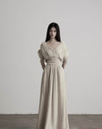 DOINDULGE Ruined Gauze Draped Maxi Dress Raw Edge Smocked Waist Ritual Dress