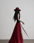 DOINDULGE Crimson Ritual Panel Maxi Dress Contrast Corset Silhouette Beaded Gown