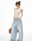 IAMXIAA Jean large taille basse délavé
