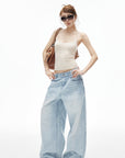 IAMXIAA Jean large taille basse délavé