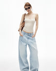 IAMXIAA Jean large taille basse délavé