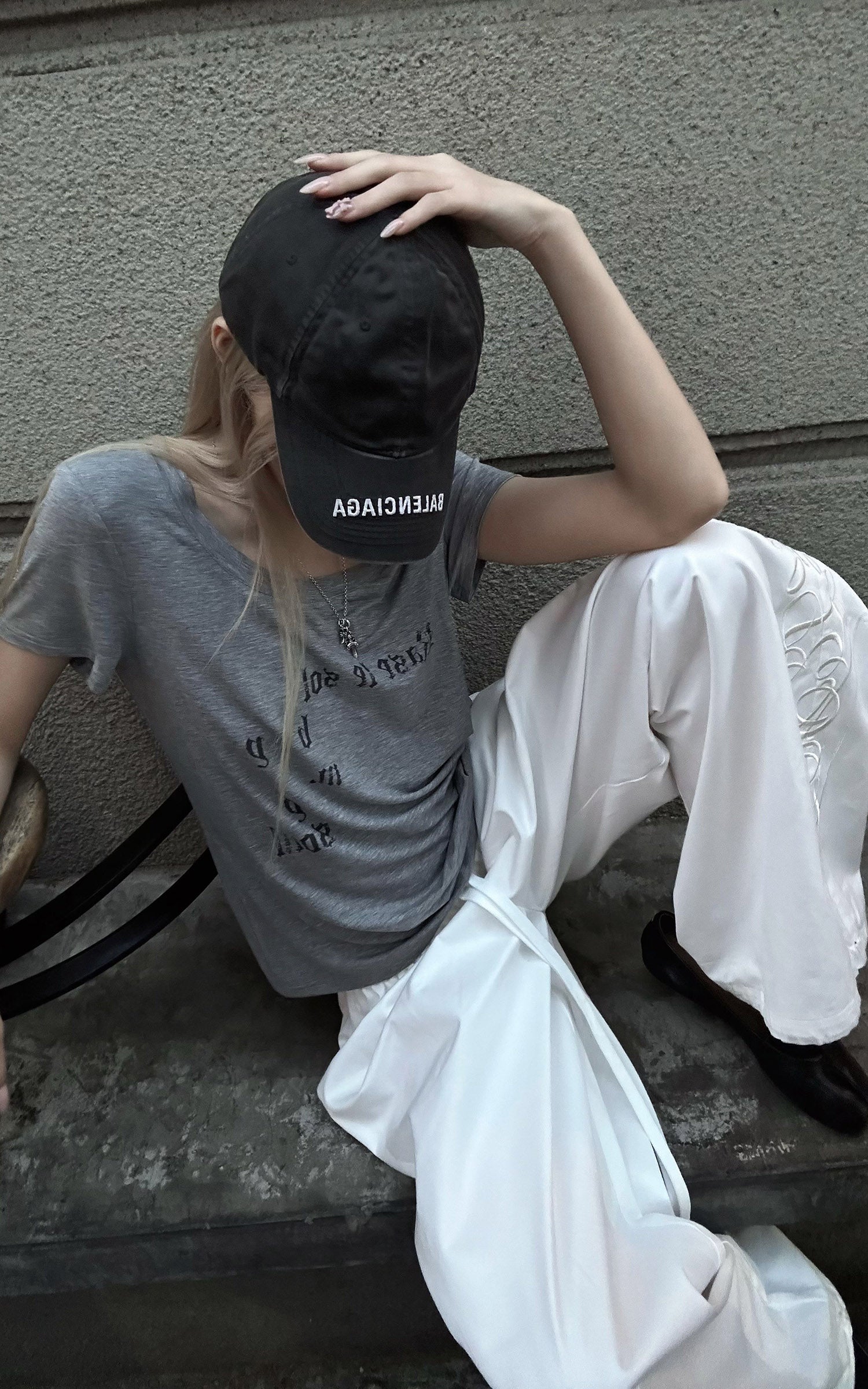 Rase le sol Embroidered Wide-Leg Drawstring Pants