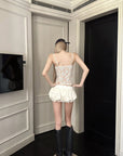 Rase le sol Ensemble Caraco en Dentelle Transparente & Bloomer Bouffant