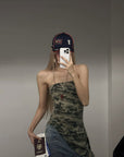 Rase le sol Camouflage Asymmetric Tube Top