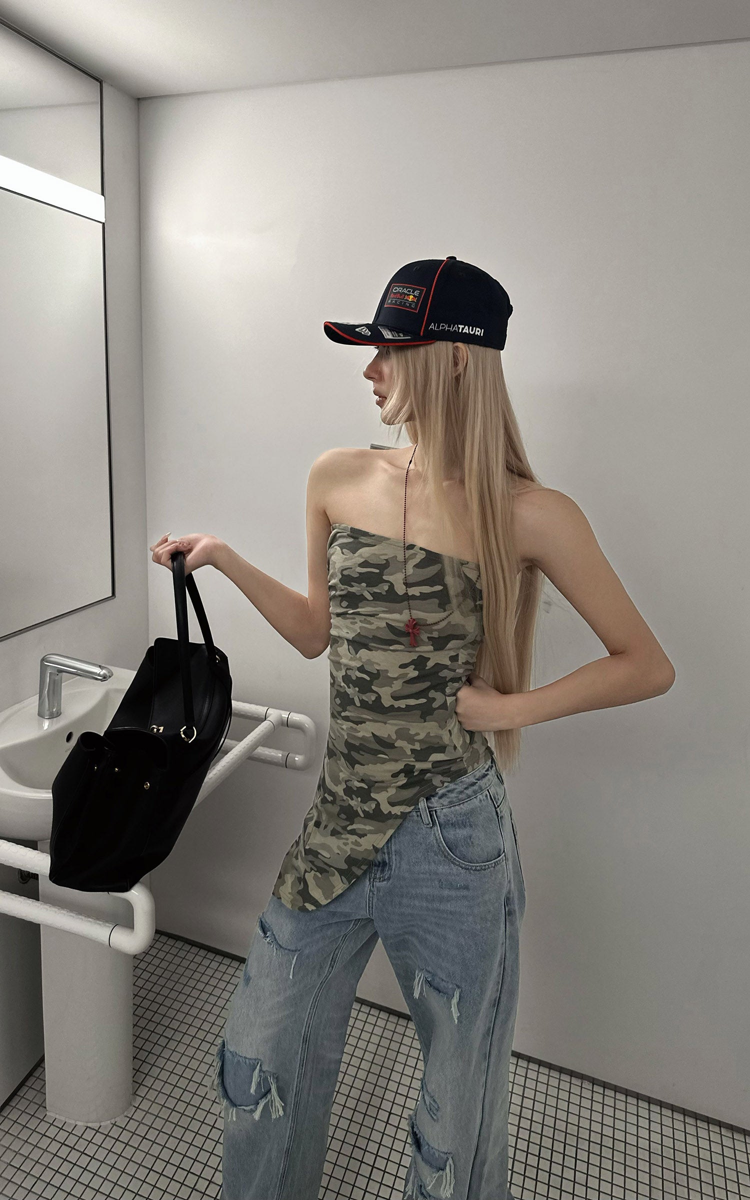 Rase le sol Camouflage Asymmetric Tube Top