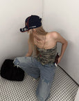Rase le sol Camouflage Asymmetric Tube Top