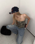 Rase le sol Distressed Washed Wide-Leg Jeans