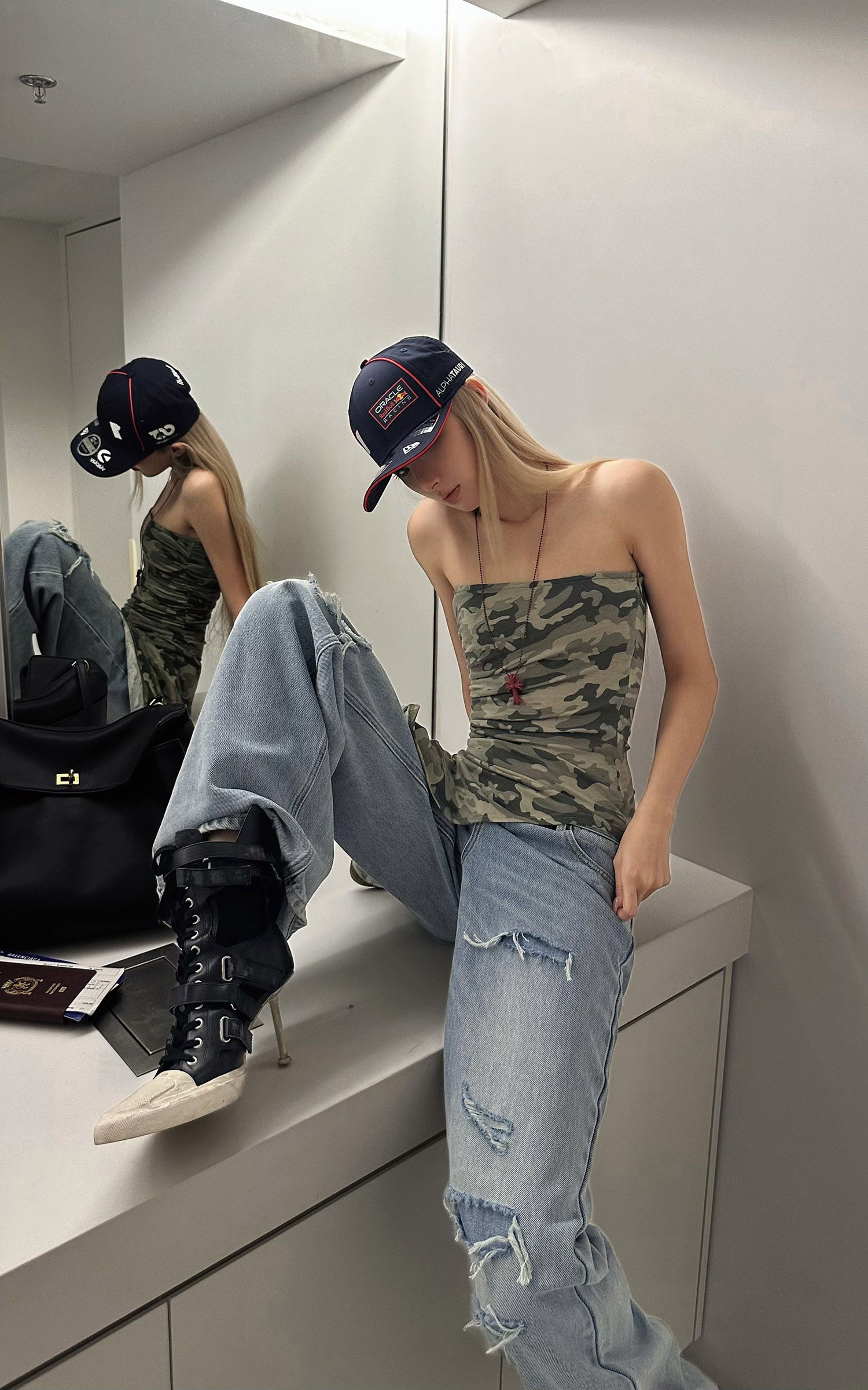 Rase le sol Camouflage Asymmetric Tube Top