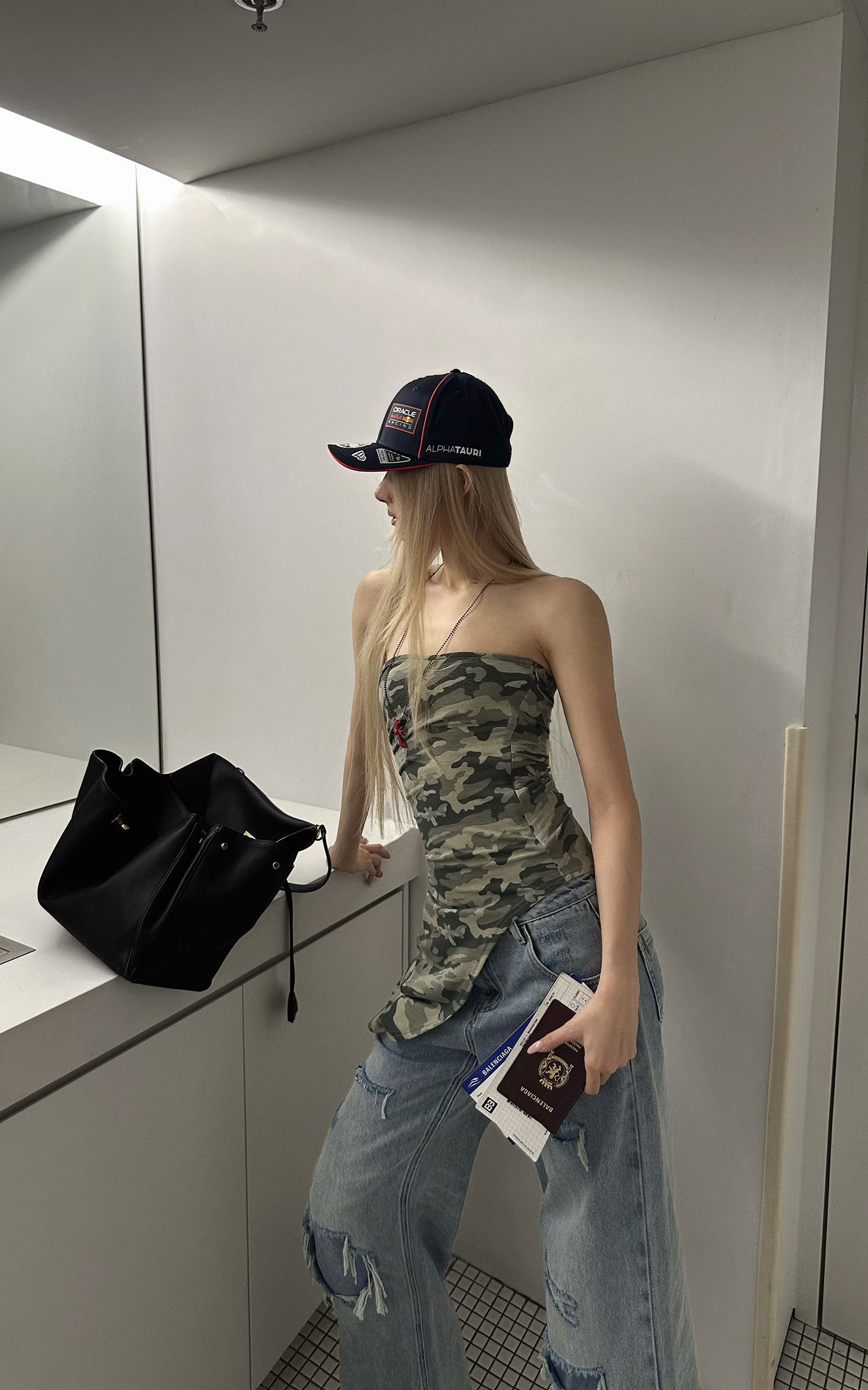 Rase le sol Camouflage Asymmetric Tube Top