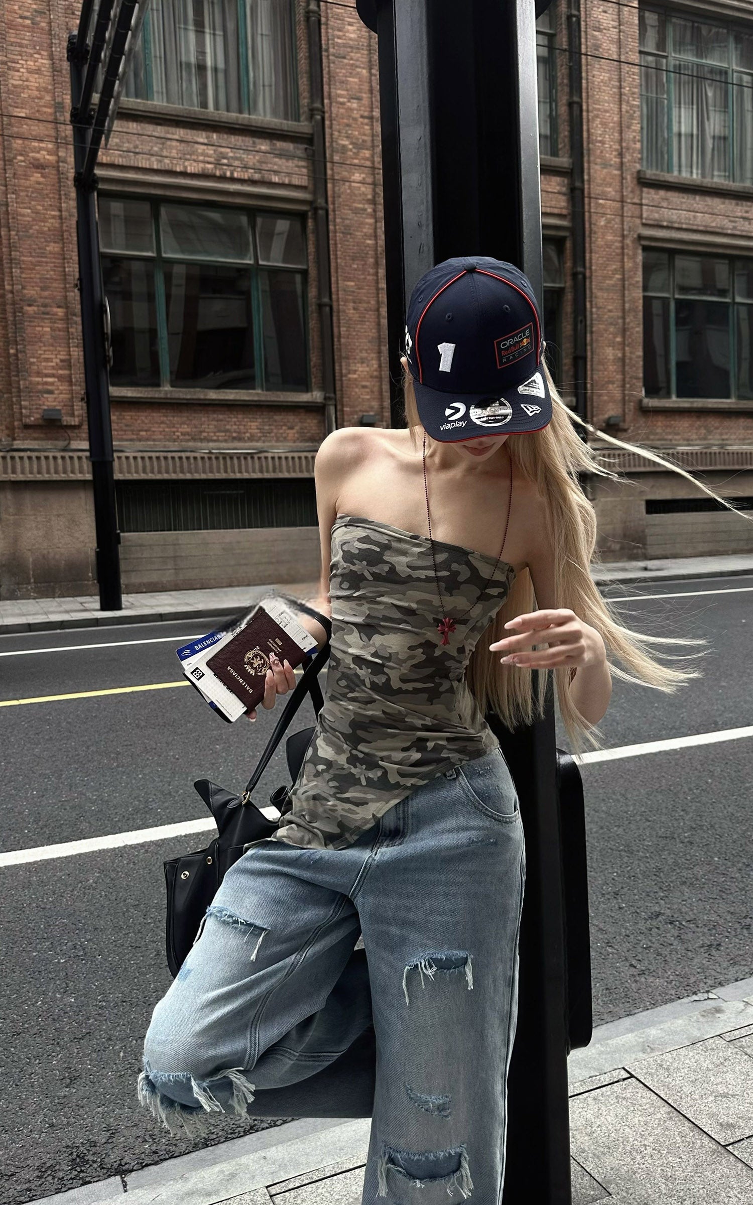 Rase le sol Camouflage Asymmetric Tube Top