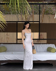 Hydrae Ruffle Trim Side-Cut Bodycon Maxi Dress