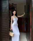 Hydrae Ruffle Trim Side-Cut Bodycon Maxi Dress