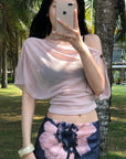 Hydrae Sheer Drape Backless Off-Shoulder Top