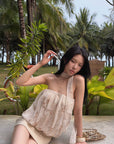 Hydrae Embroidered Chiffon Bubble Mini Dress