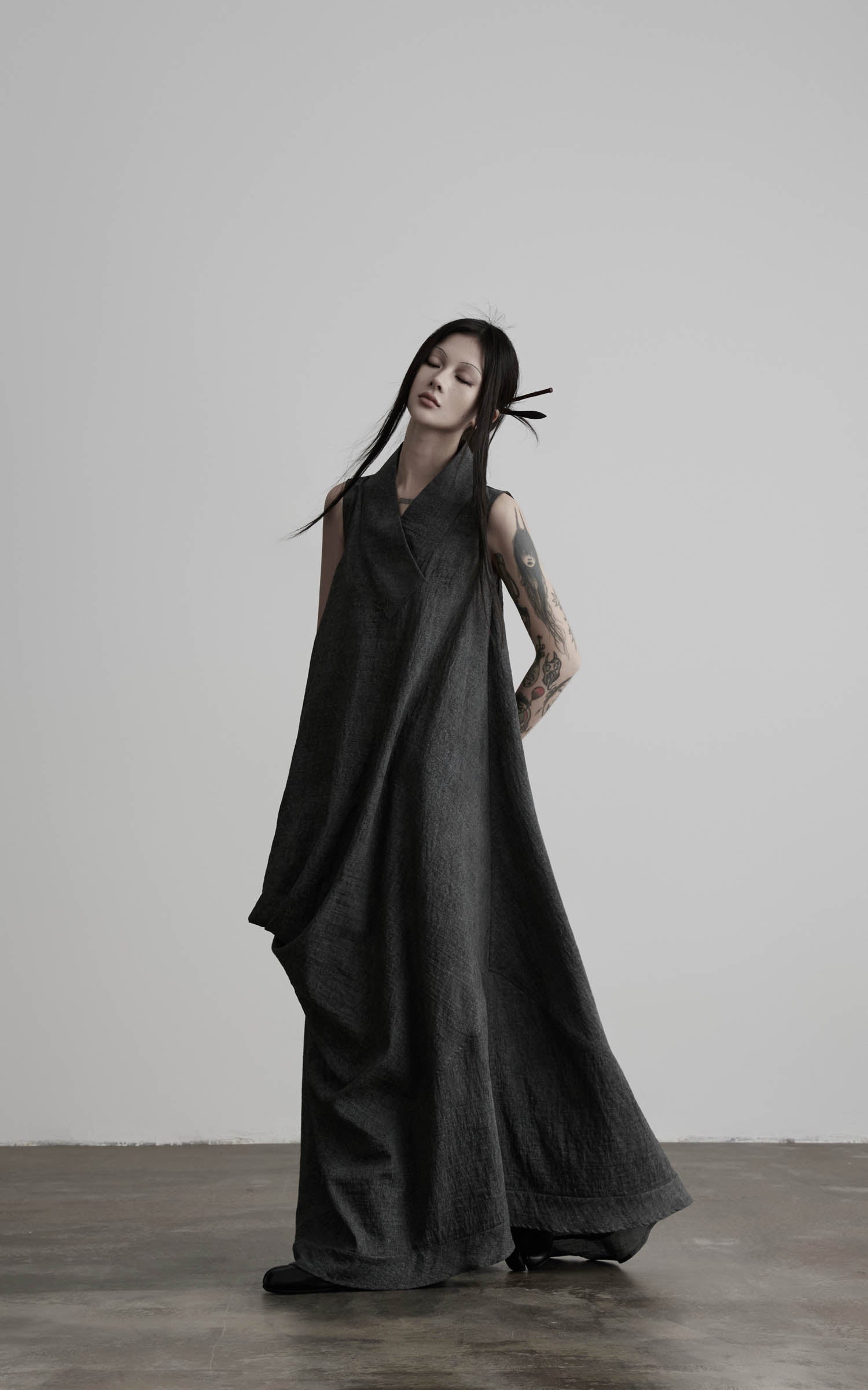 DOINDULGE Draped Shawl Collar Maxi Dress