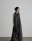 DOINDULGE Draped Shawl Collar Maxi Dress