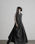 DOINDULGE Draped Shawl Collar Maxi Dress