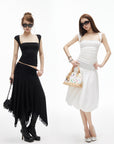 IAMXIAA Studded Ruched Square Neck Tee