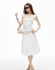 IAMXIAA Studded Ruched Square Neck Tee