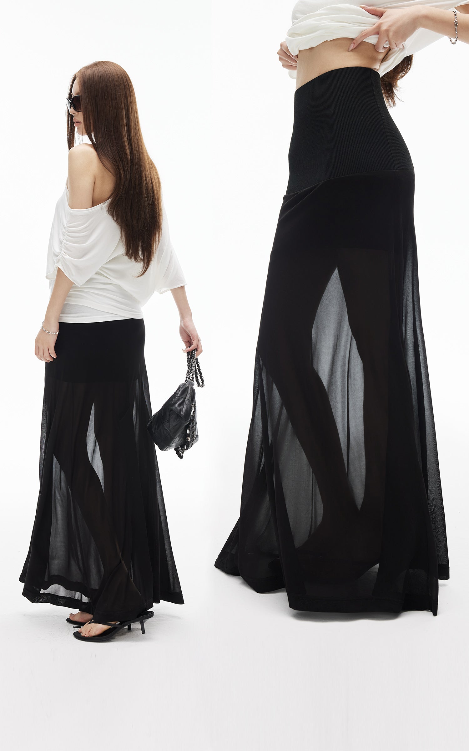 IAMXIAA Sheer Mesh Maxi Skirt