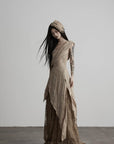 DOINDULGE Asymmetric Lace Panel Maxi Dress