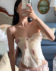 Hydrae Haut corset à fleurs froncé avec lien