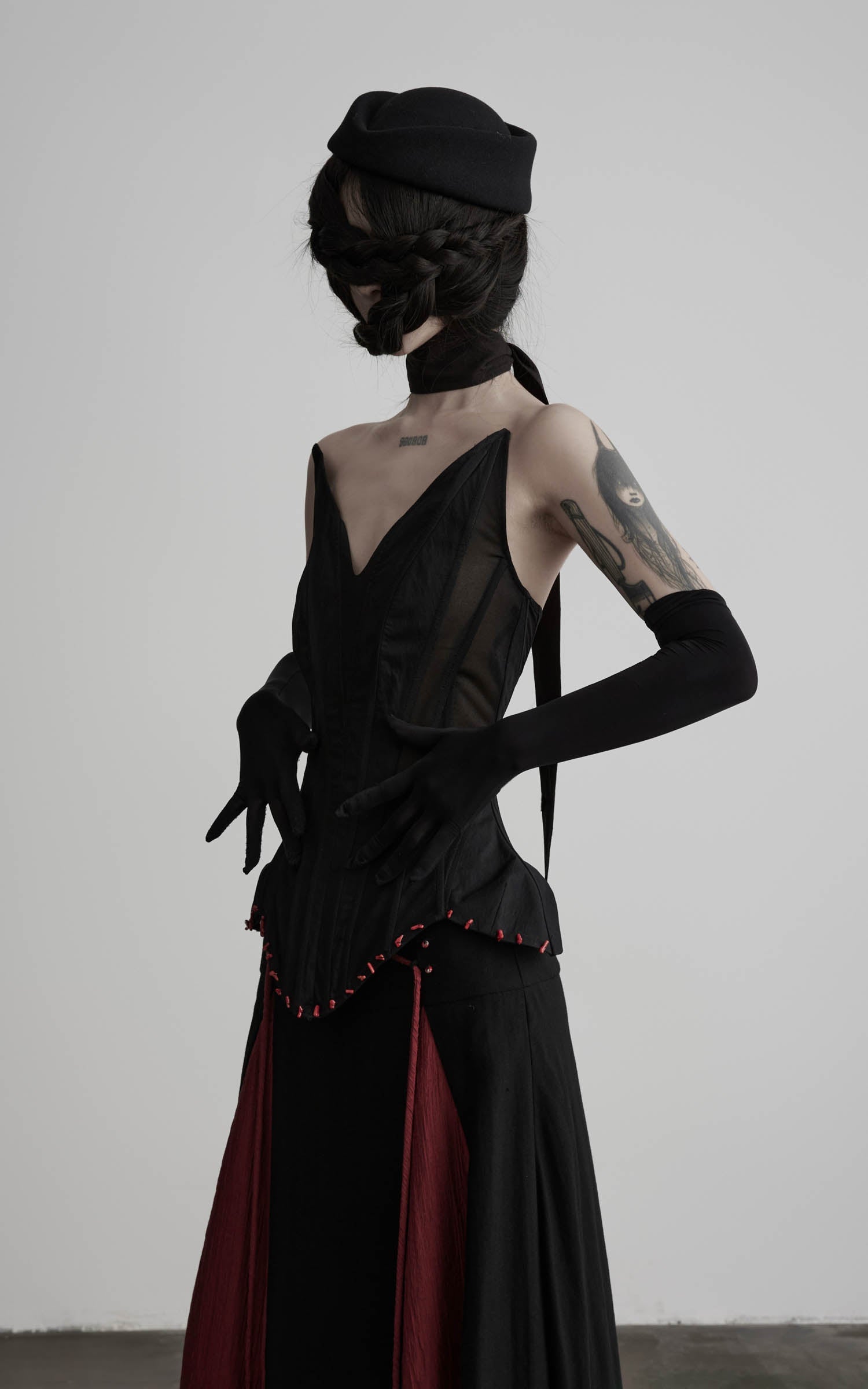 DOINDULGE Black Mesh Corset Bandeau Top