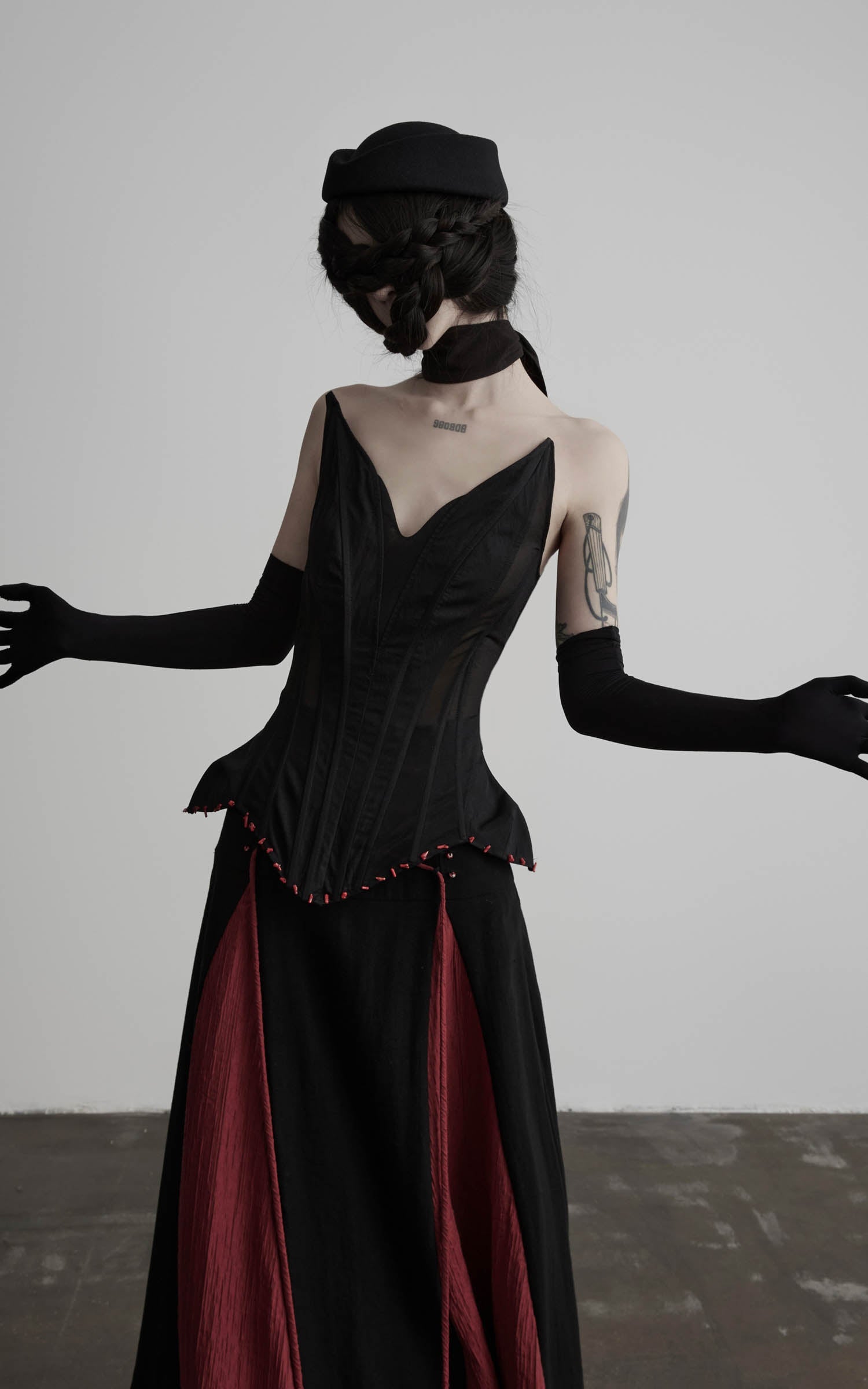 DOINDULGE Black Mesh Corset Bandeau Top