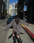 WARDEN EDGE Patchwork Plaid Oversized Shirt