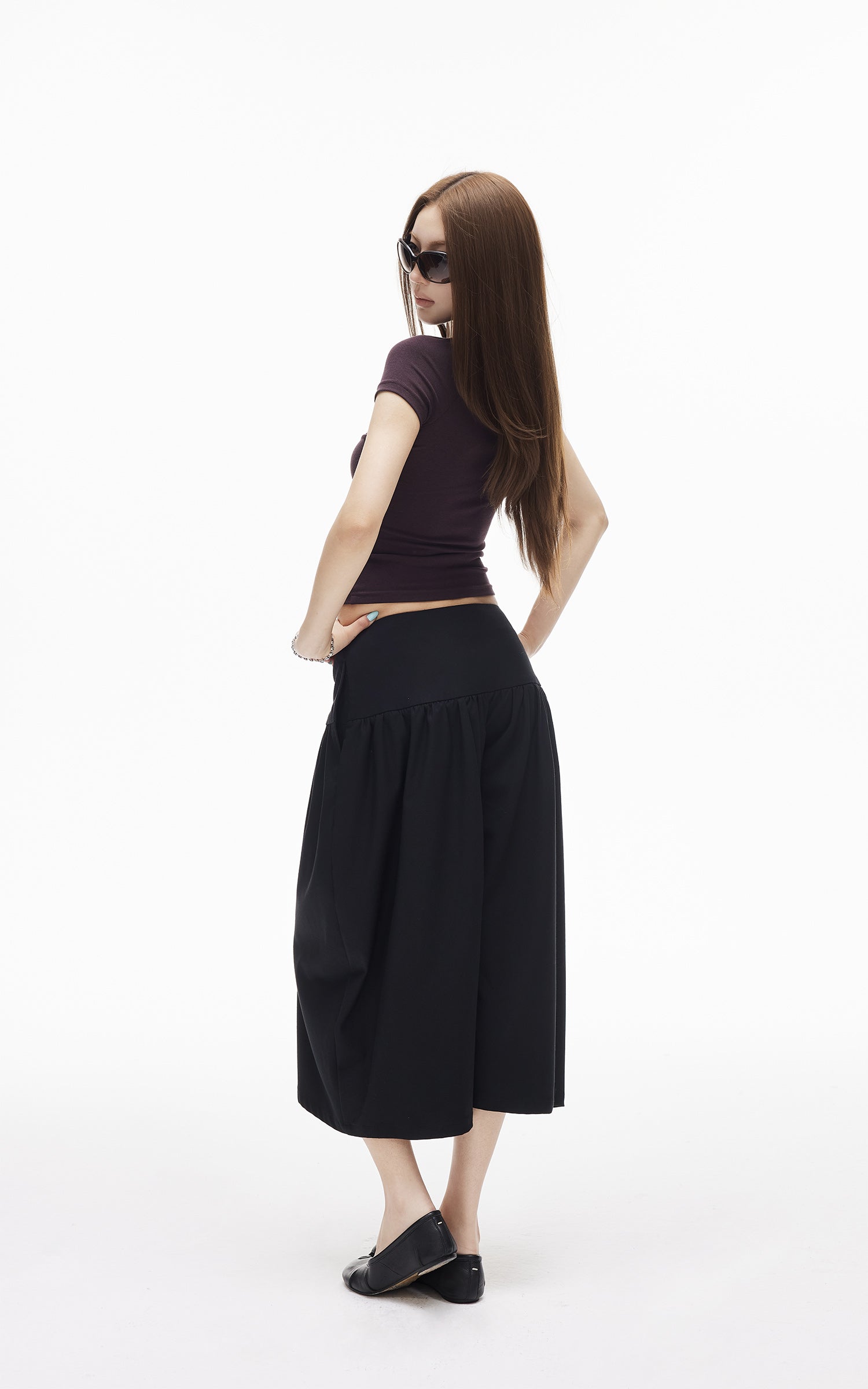 IAMXIAA Pantalon culotte ballon taille basse