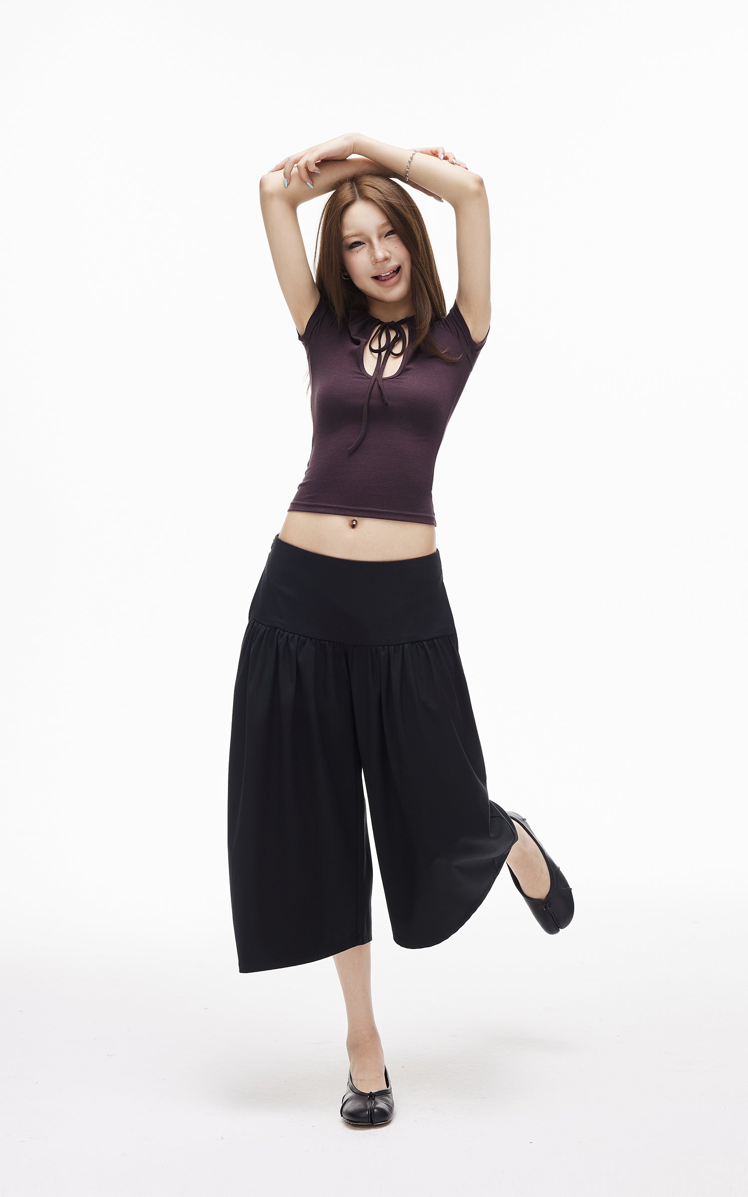 IAMXIAA Pantalon culotte ballon taille basse