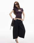 IAMXIAA Pantalon culotte ballon taille basse