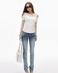 IAMXIAA Low-Rise Washed Skinny Denim Pants