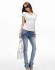 IAMXIAA Low-Rise Washed Skinny Denim Pants