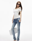 IAMXIAA Low-Rise Washed Skinny Denim Pants