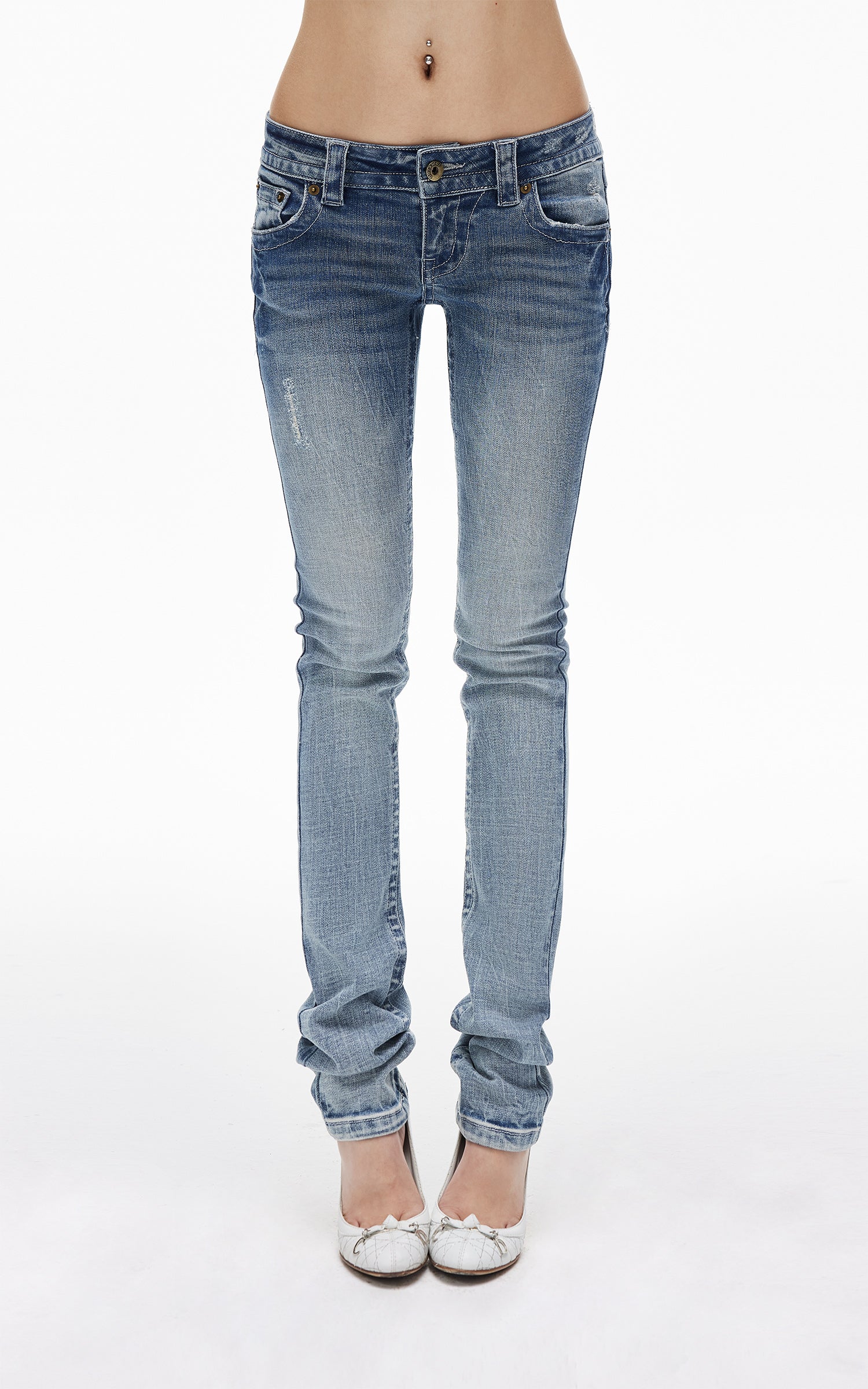 IAMXIAA Low-Rise Washed Skinny Denim Pants