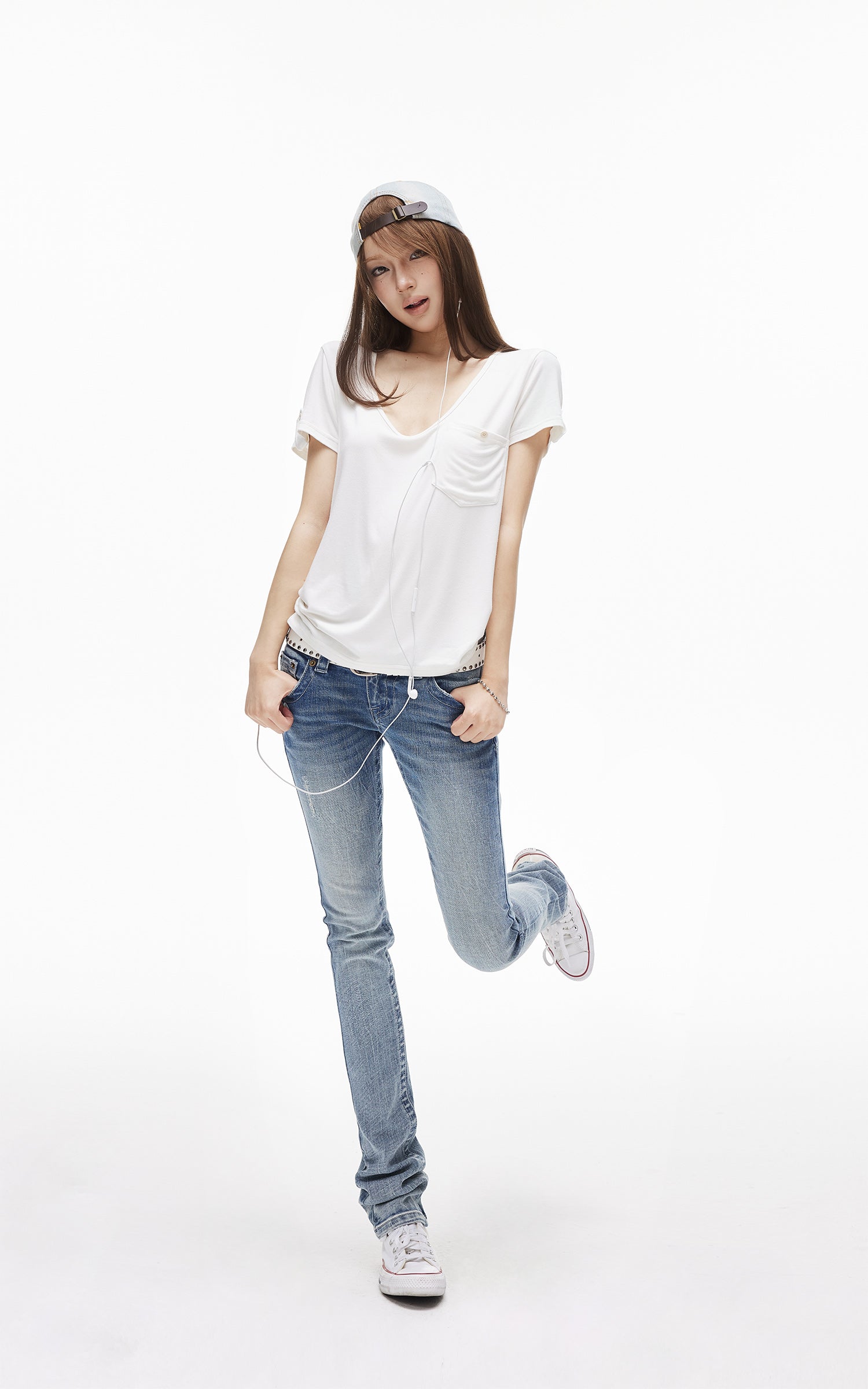 IAMXIAA Low-Rise Washed Skinny Denim Pants