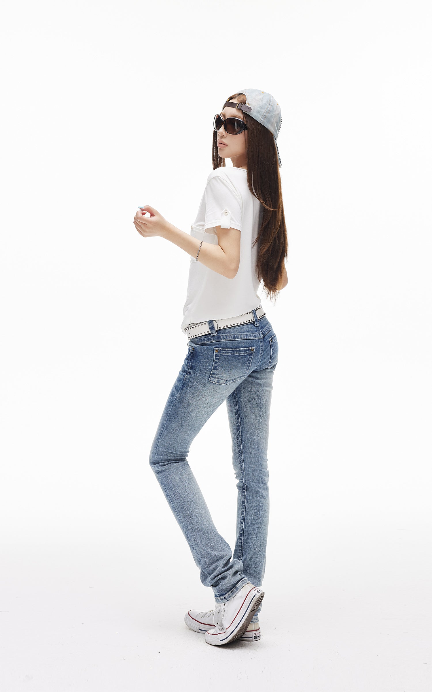 IAMXIAA Low-Rise Washed Skinny Denim Pants