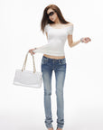 IAMXIAA Low-Rise Washed Skinny Denim Pants