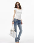 IAMXIAA Low-Rise Washed Skinny Denim Pants