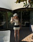 Rase le sol Lace Trim Rose Camisole & Tiered Mini Skirt Set